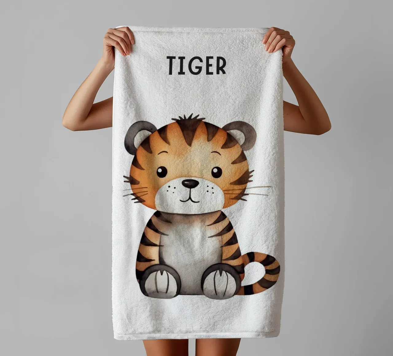 Stampa d'arte ad acquerello di una simpatica tigre - Cameretta per bambini e ragazzi D asciugamano da bagno da ClubArt