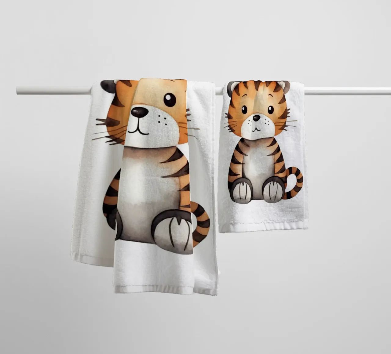 Stampa d'arte ad acquerello di una simpatica tigre - Cameretta per bambini e ragazzi D asciugamano da bagno da ClubArt