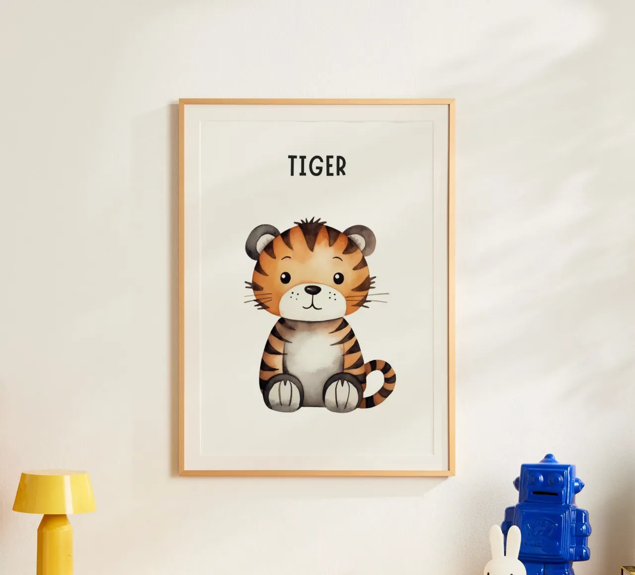 Stampa d'arte ad acquerello di una simpatica tigre - Cameretta per bambini e ragazzi D poster con telaio in alluminio da ClubArt