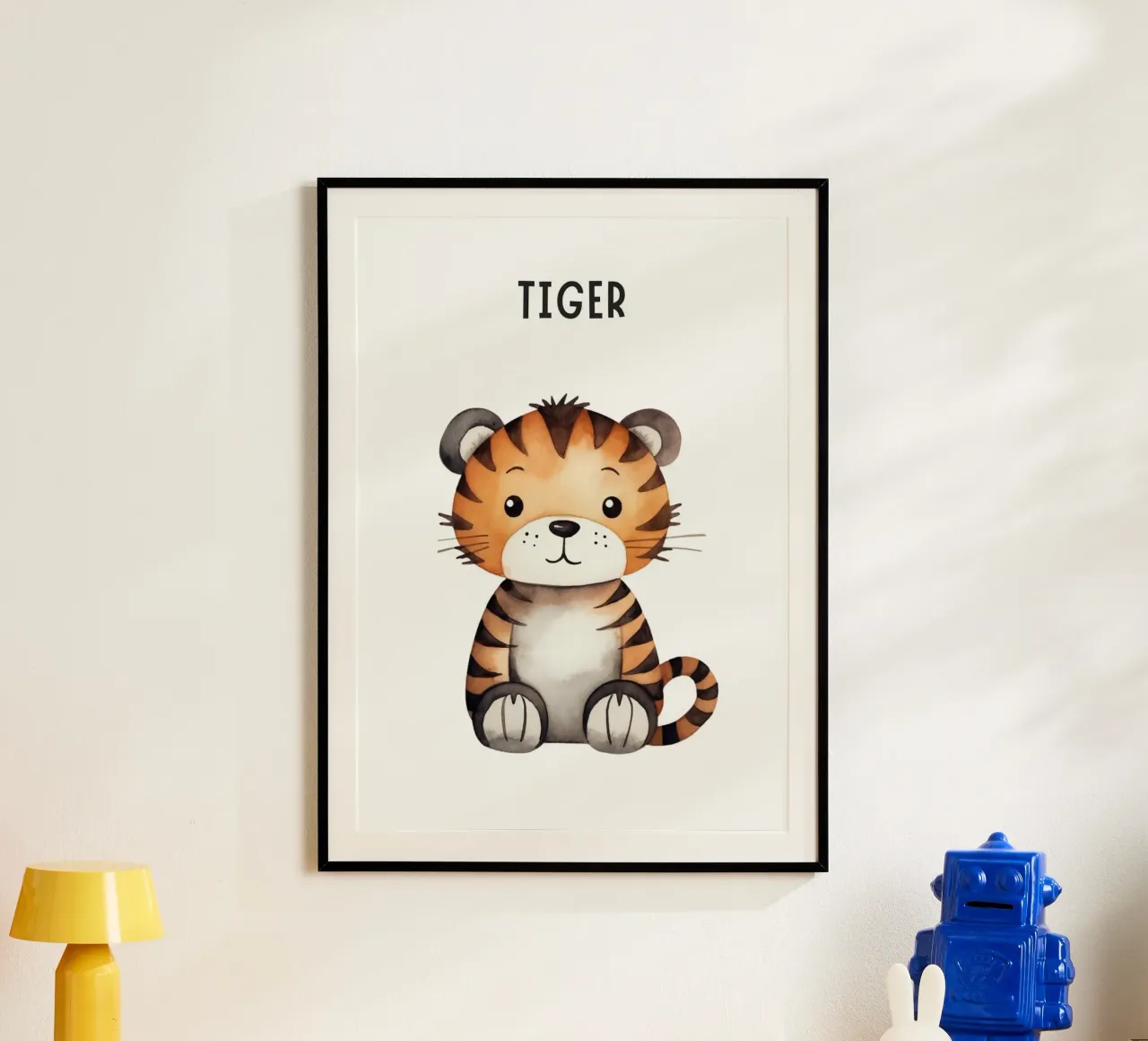 Stampa d'arte ad acquerello di una simpatica tigre - Cameretta per bambini e ragazzi D poster con telaio in alluminio da ClubArt