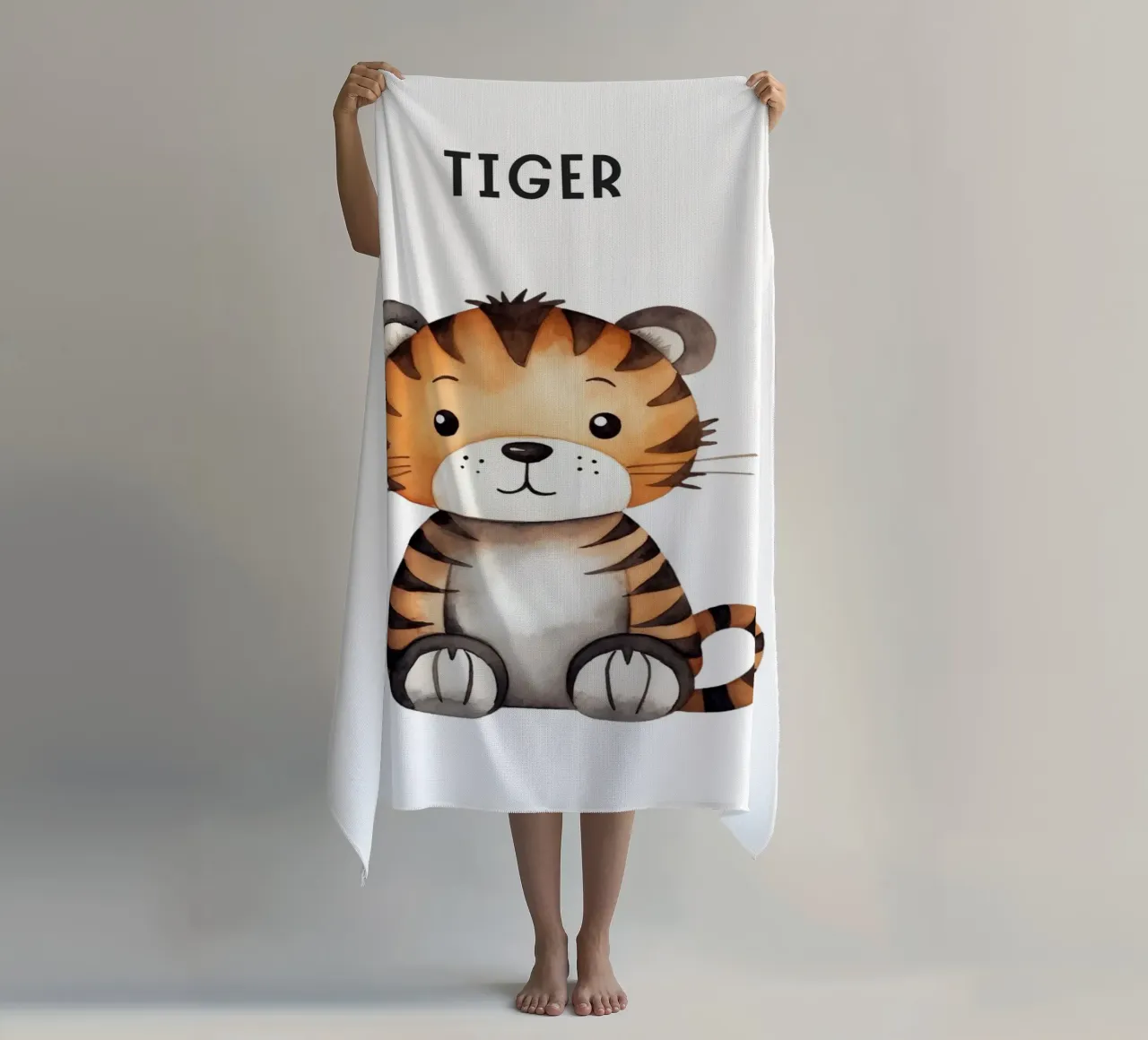 Stampa d'arte ad acquerello di una simpatica tigre - Cameretta per bambini e ragazzi D telo mare da ClubArt