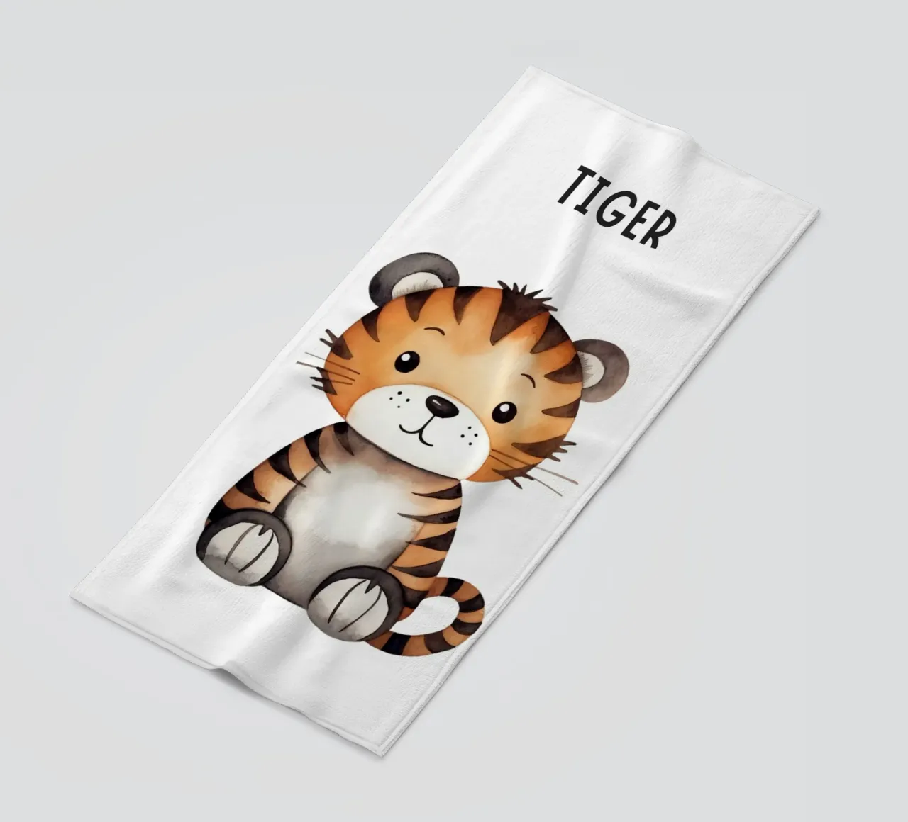 Stampa d'arte ad acquerello di una simpatica tigre - Cameretta per bambini e ragazzi D telo mare da ClubArt