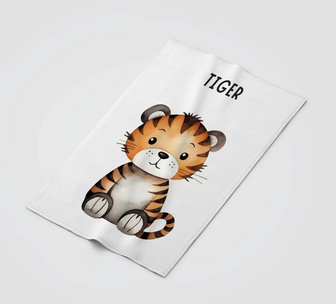 Stampa d'arte ad acquerello di una simpatica tigre - Cameretta per bambini e ragazzi D coperta in pile da ClubArt