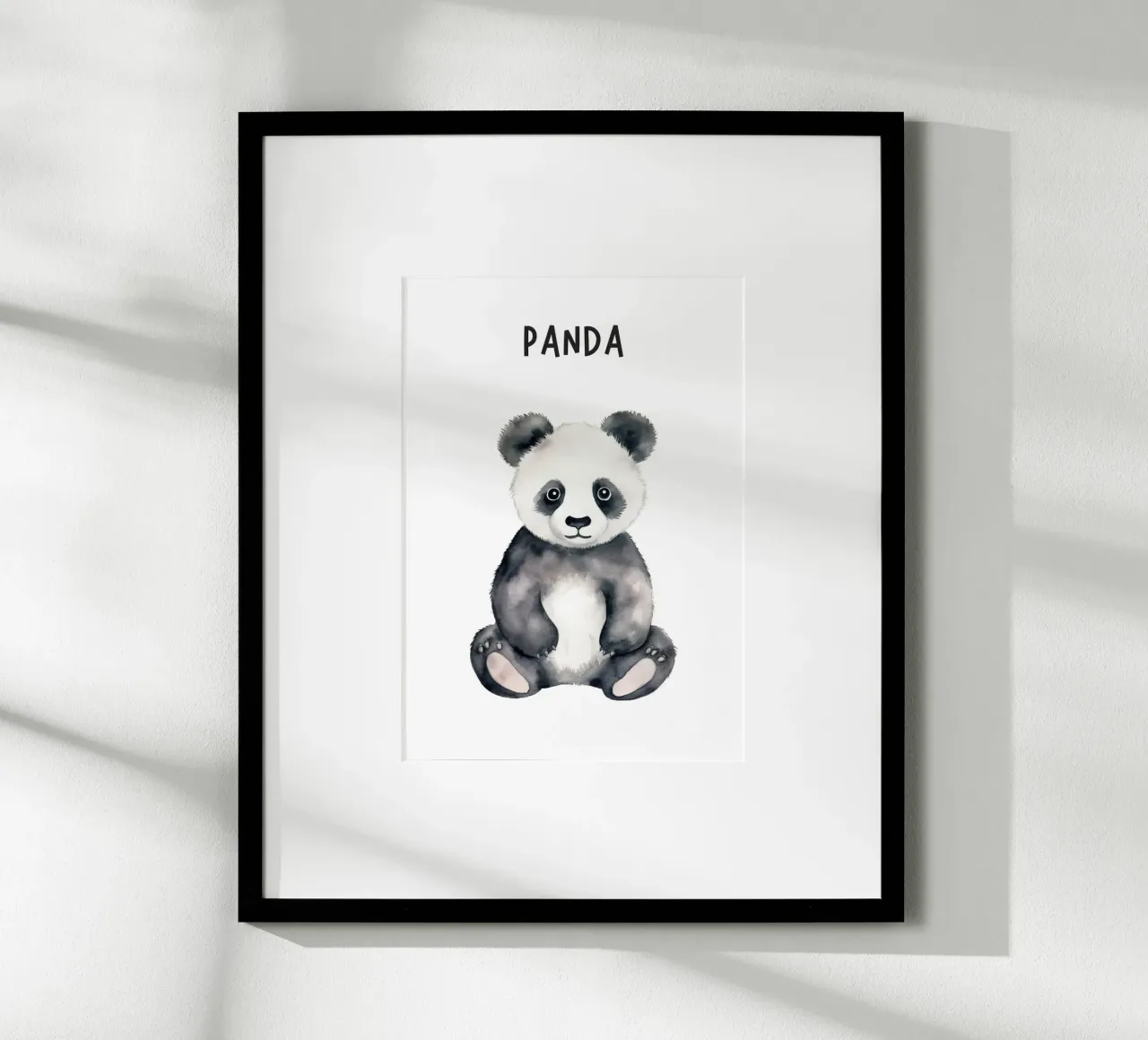 Stampa d'arte acquerellata di un dolce panda - Cameretta e stanza dei bambini poster con telaio in alluminio da ClubArt