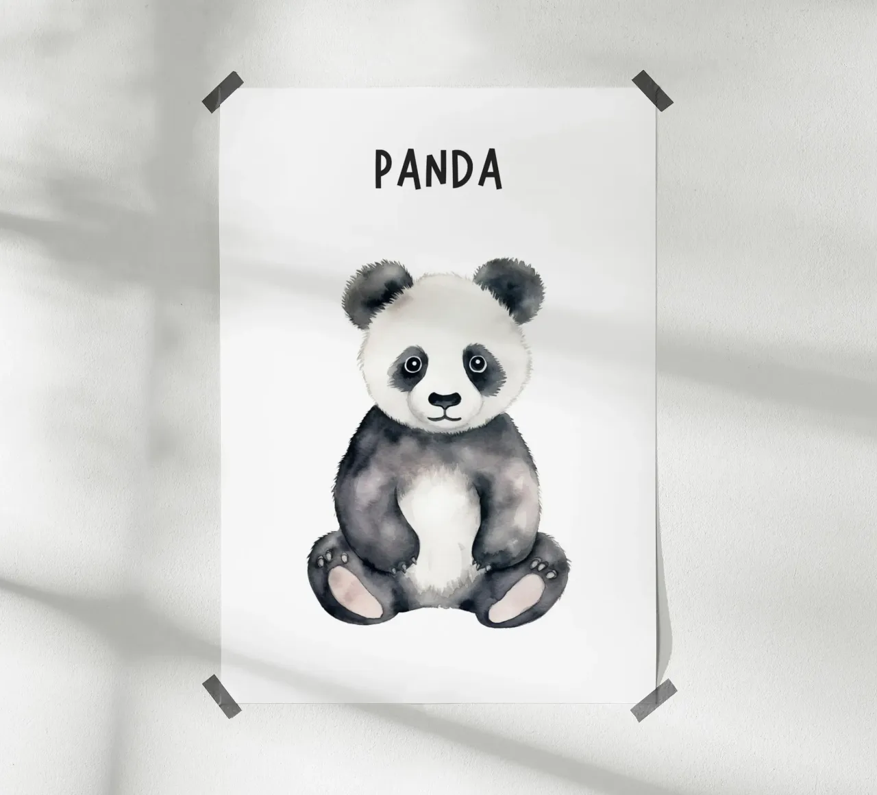 Stampa d'arte acquerellata di un dolce panda - Cameretta e stanza dei bambini poster con telaio in alluminio da ClubArt