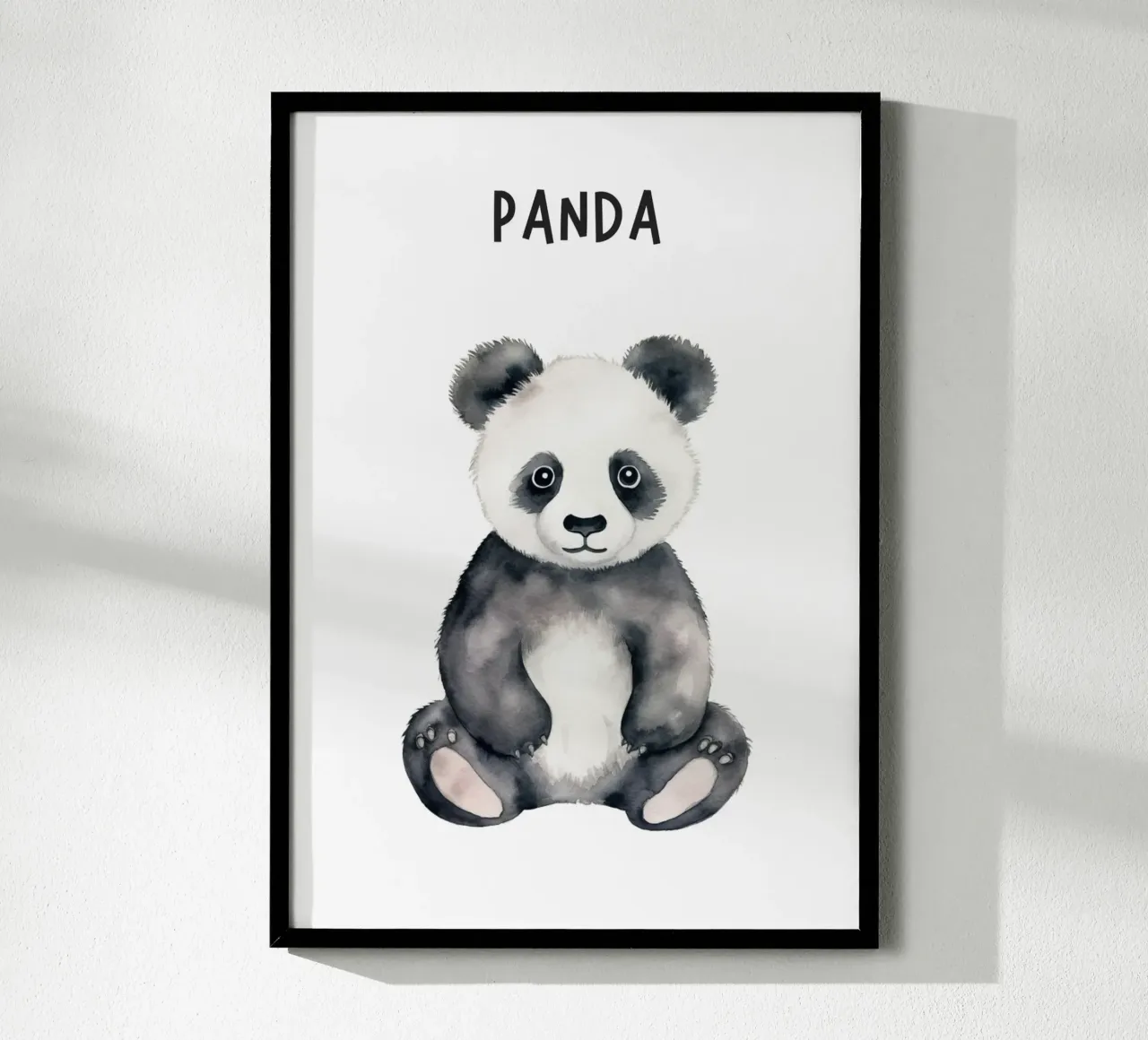 Stampa d'arte acquerellata di un dolce panda - Cameretta e stanza dei bambini poster con telaio in alluminio da ClubArt