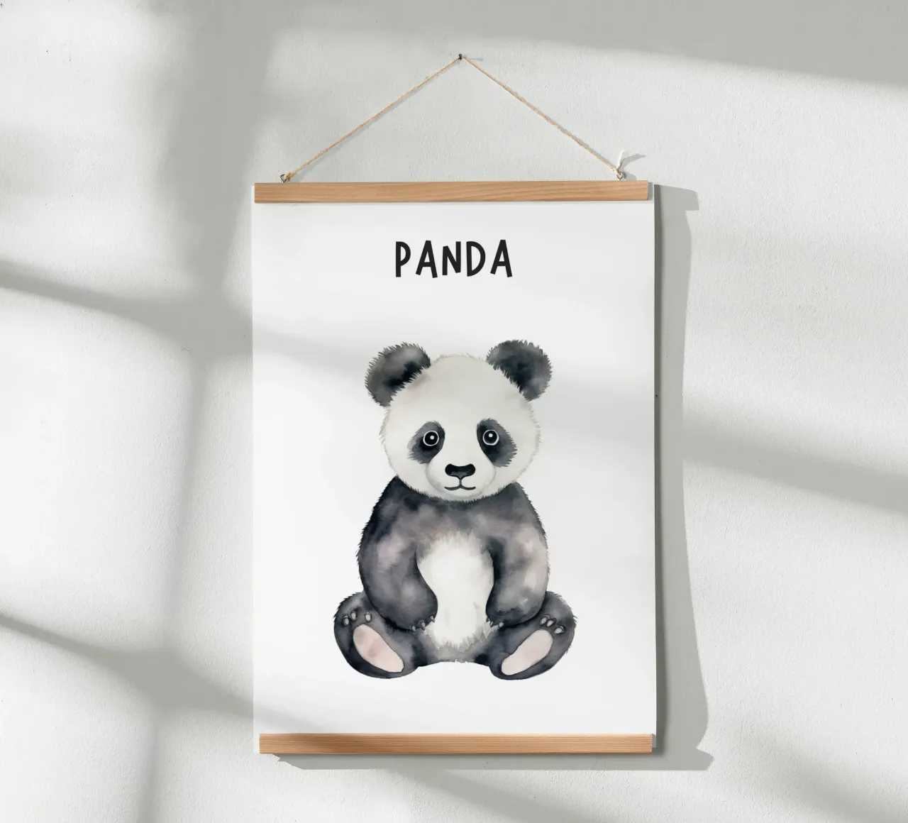 Stampa d'arte acquerellata di un dolce panda - Cameretta e stanza dei bambini poster con telaio in alluminio da ClubArt