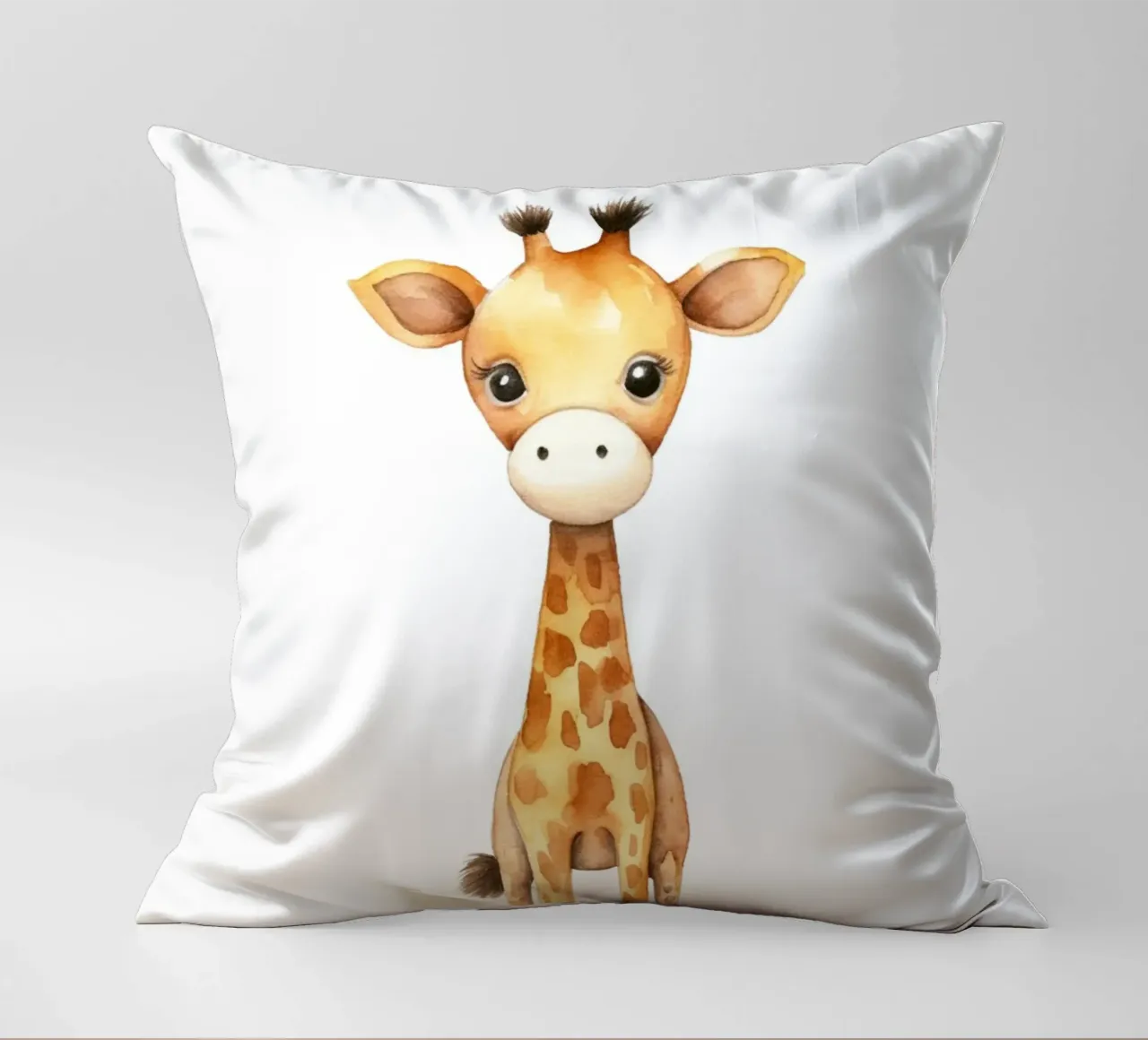 Stampa d'arte ad acquerello di una graziosa giraffa - Cameretta e stanza dei bambini cuscino da ClubArt