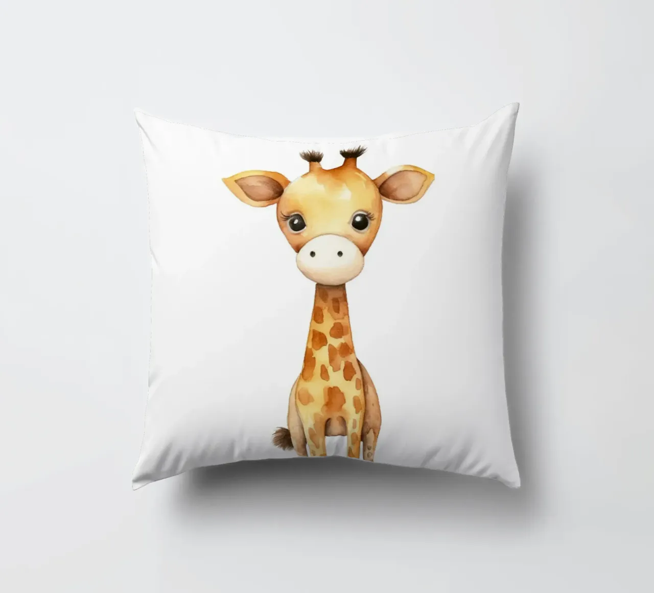 Stampa d'arte ad acquerello di una graziosa giraffa - Cameretta e stanza dei bambini cuscino da ClubArt