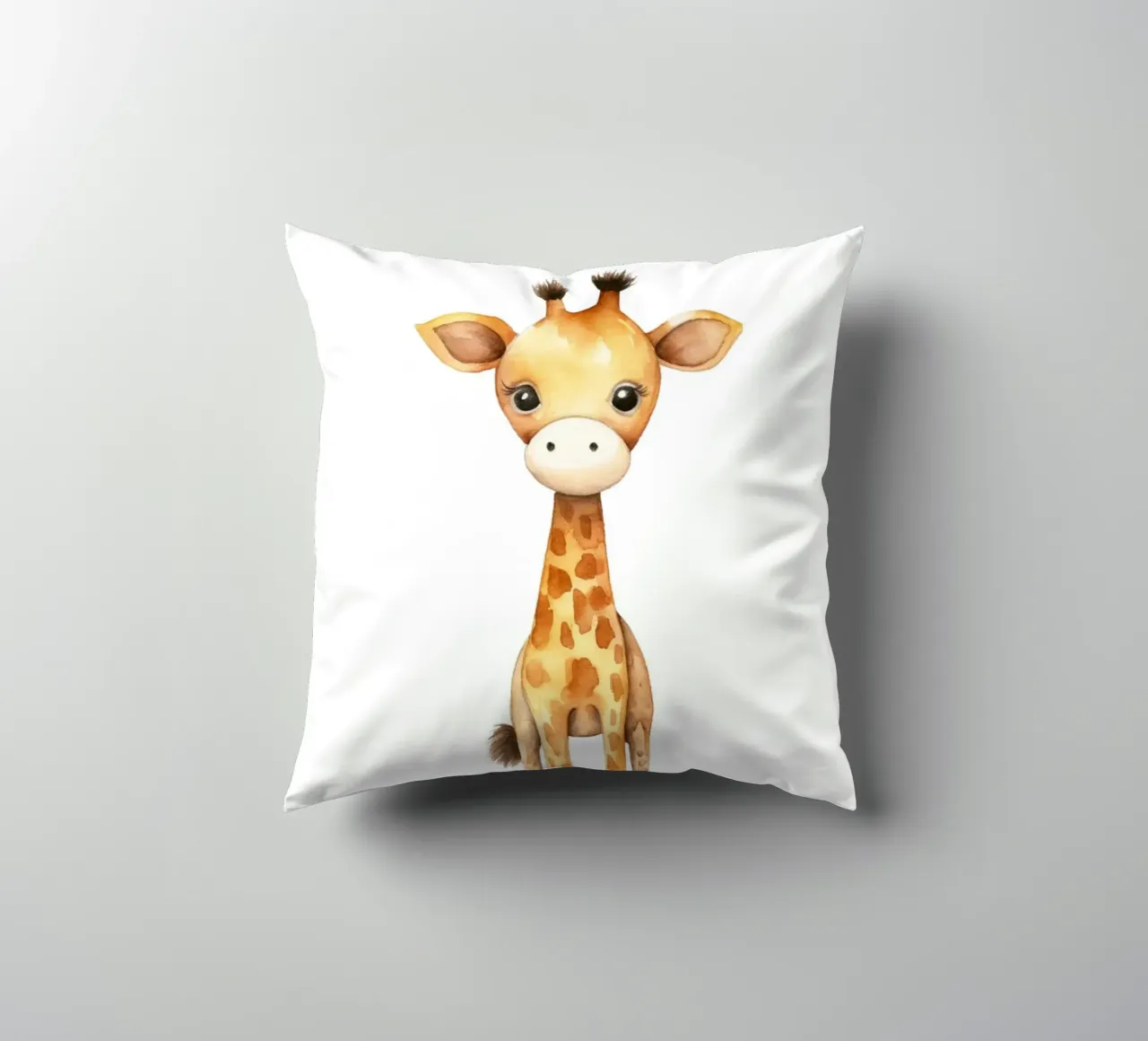 Stampa d'arte ad acquerello di una graziosa giraffa - Cameretta e stanza dei bambini cuscino da ClubArt