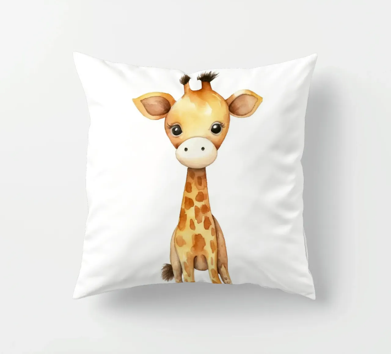 Stampa d'arte ad acquerello di una graziosa giraffa - Cameretta e stanza dei bambini cuscino da ClubArt