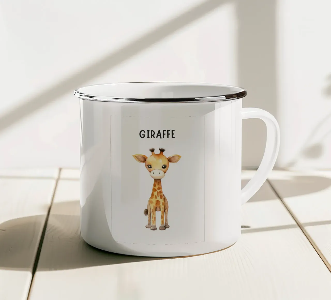 Stampa d'arte ad acquerello di una graziosa giraffa - Cameretta e stanza dei bambini tazza in smalto da ClubArt