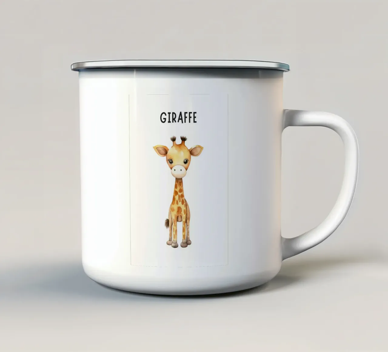 Stampa d'arte ad acquerello di una graziosa giraffa - Cameretta e stanza dei bambini tazza in smalto da ClubArt