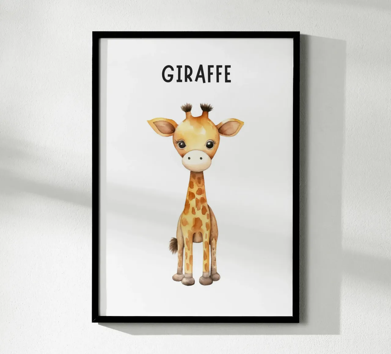 Stampa d'arte ad acquerello di una graziosa giraffa - Cameretta e stanza dei bambini poster con telaio in alluminio da ClubArt