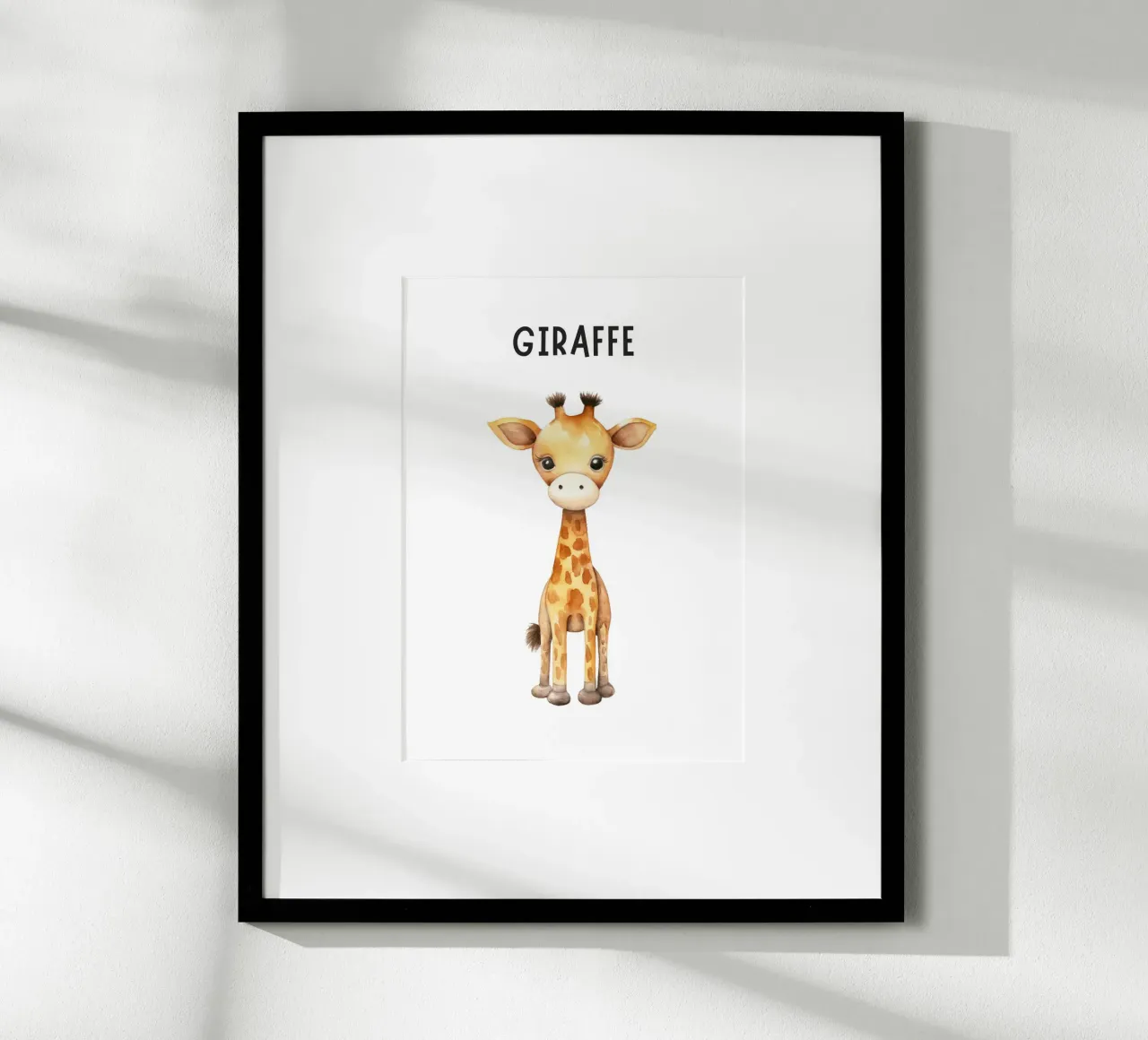 Stampa d'arte ad acquerello di una graziosa giraffa - Cameretta e stanza dei bambini poster con telaio in alluminio da ClubArt