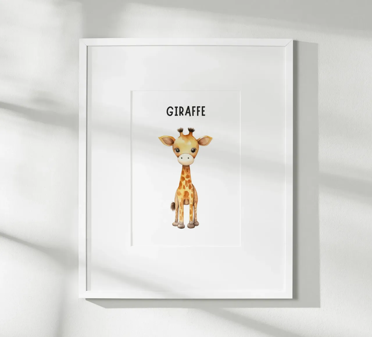 Stampa d'arte ad acquerello di una graziosa giraffa - Cameretta e stanza dei bambini poster con telaio in alluminio da ClubArt