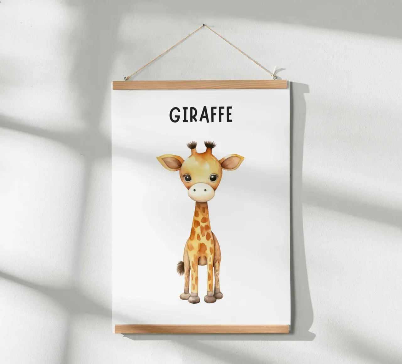 Stampa d'arte ad acquerello di una graziosa giraffa - Cameretta e stanza dei bambini poster con telaio in alluminio da ClubArt