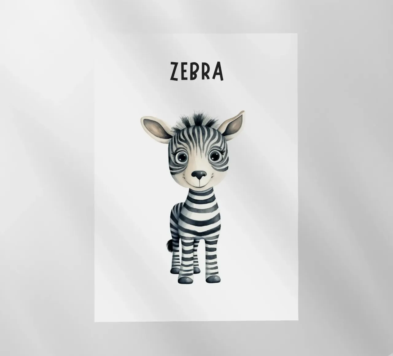 Incantevole stampa acquerellata di una zebra per neonati - Cameretta per bambini e ragazzi D pellicola backlit da ClubArt