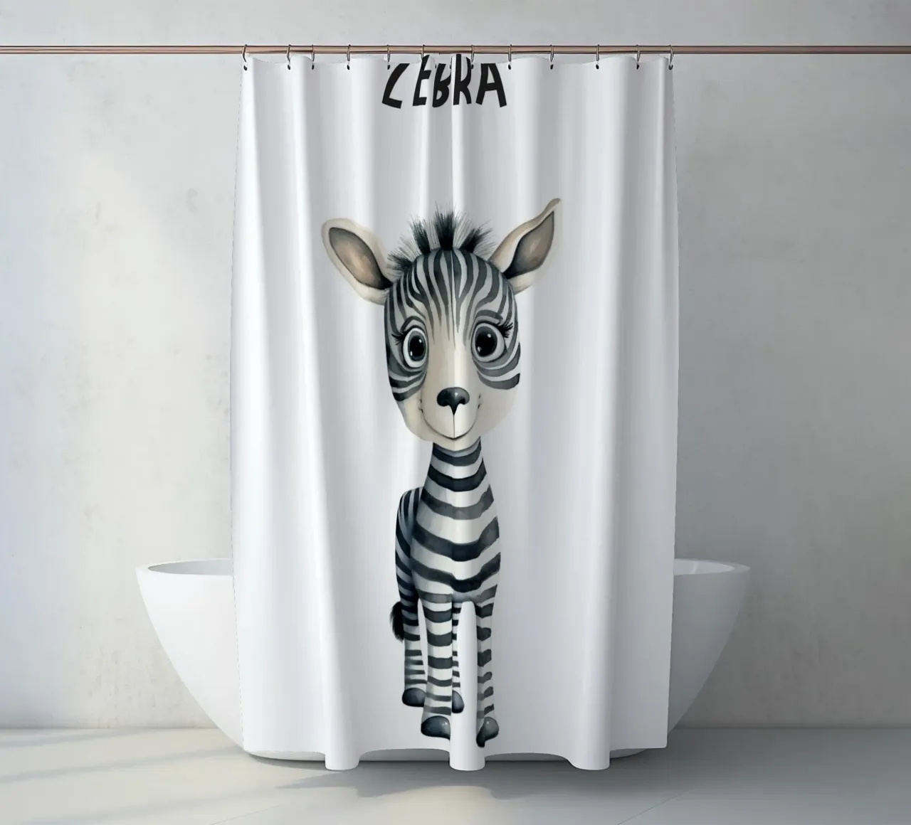 Incantevole stampa acquerellata di una zebra per neonati - Cameretta per bambini e ragazzi D tenda da doccia da ClubArt