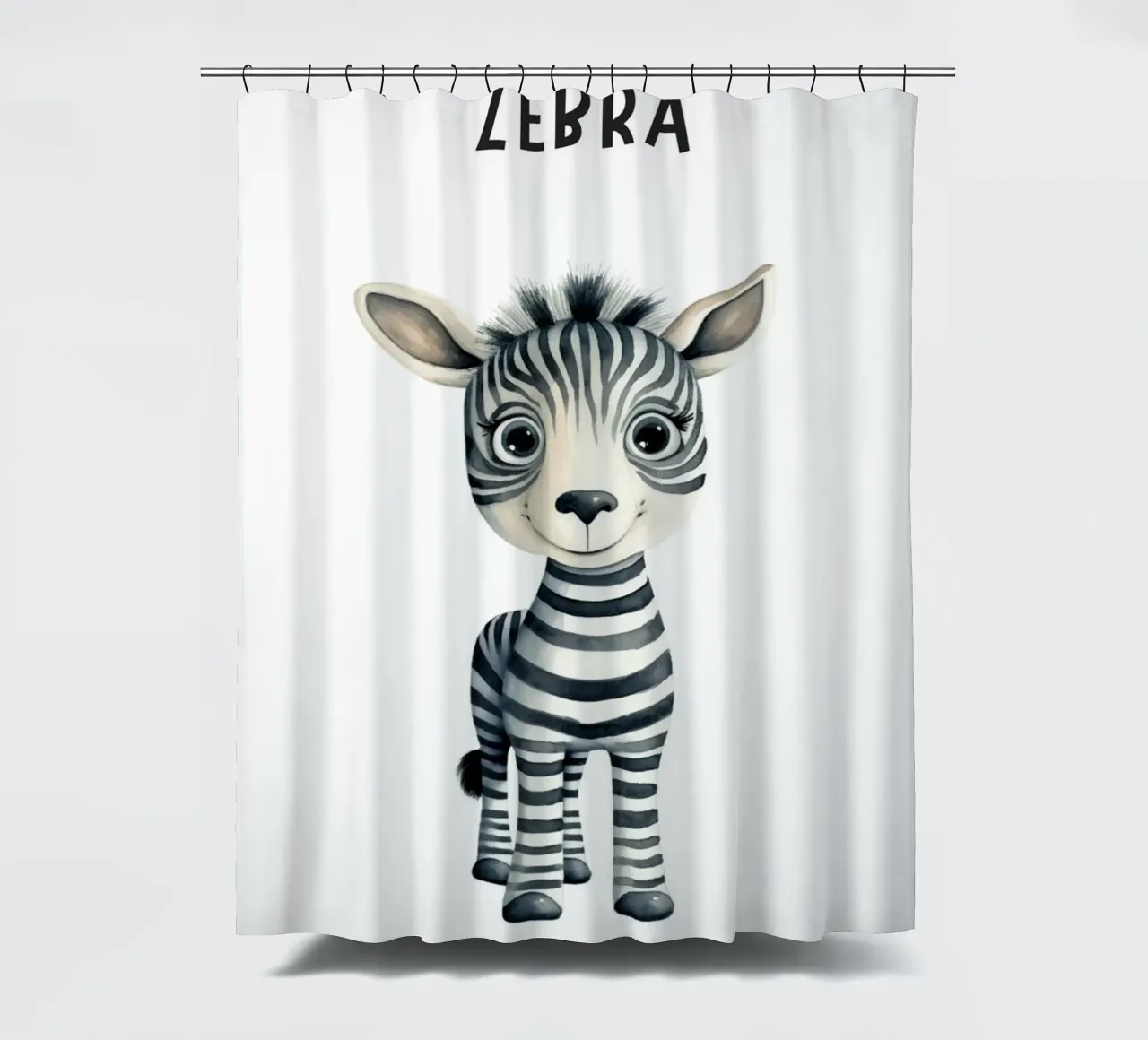 Incantevole stampa acquerellata di una zebra per neonati - Cameretta per bambini e ragazzi D tenda da doccia da ClubArt