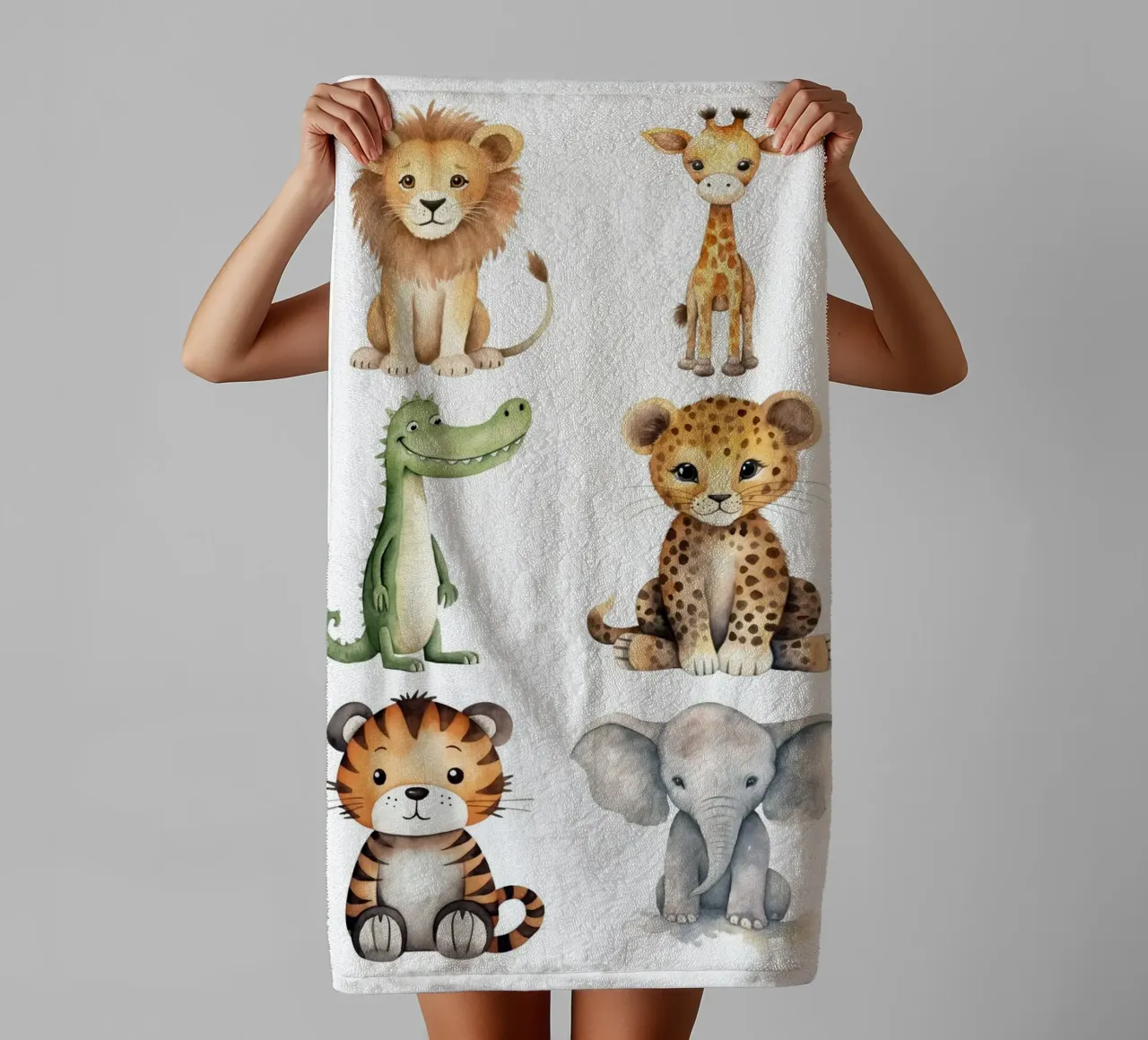 Safari Animals Watercolor Art Print - Nursery & Kids Room De towel by ClubArt