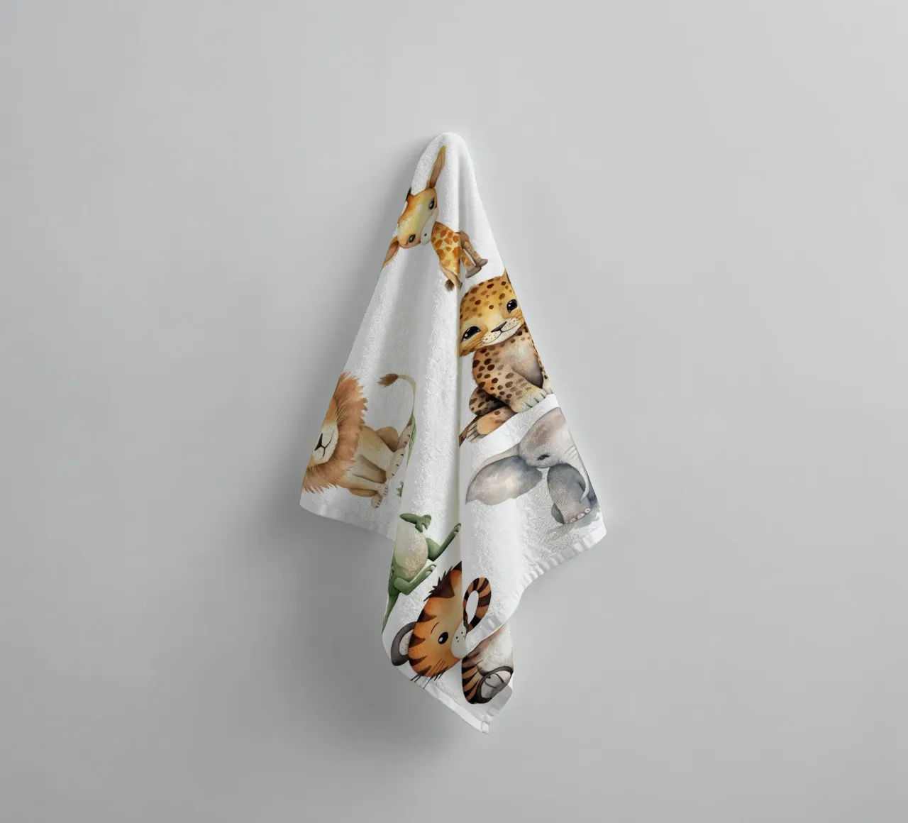 Safari Animals Watercolor Art Print - Nursery & Kids Room De towel by ClubArt