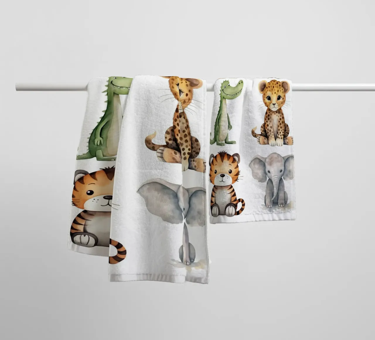 Safari Animals Watercolor Art Print - Nursery & Kids Room De towel by ClubArt