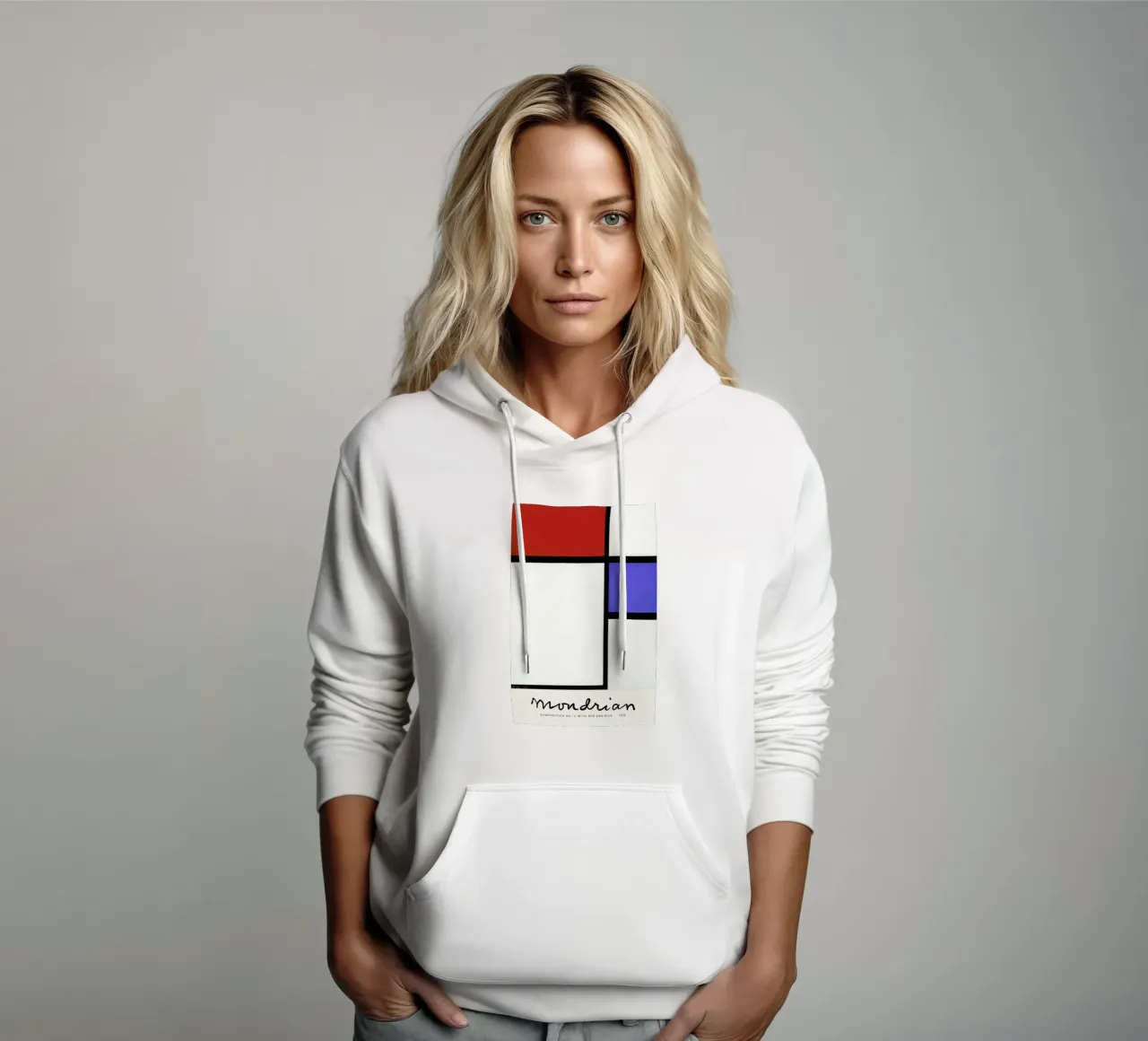 Mondrian – Signed Composition 4 felpa con cappuccio da Vintage by JUNIQE