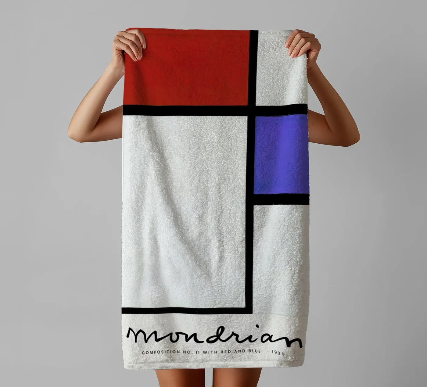 Mondrian – Signed Composition 4 badhanddoek van Vintage by JUNIQE