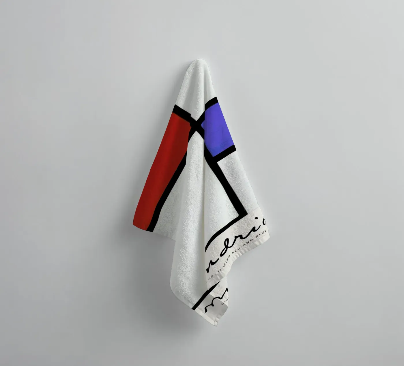 Mondrian – Signed Composition 4 badhanddoek van Vintage by JUNIQE