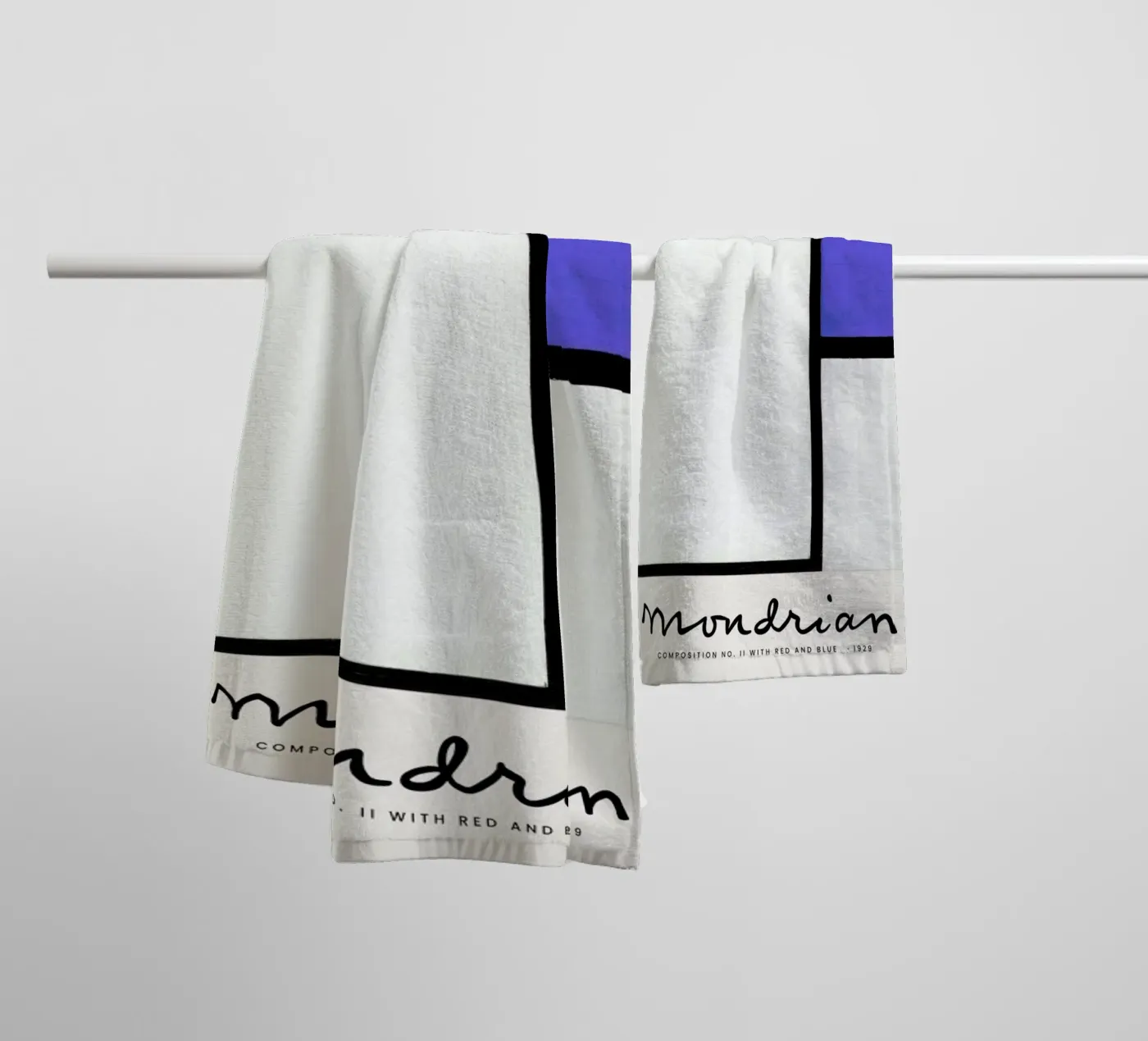 Mondrian – Signed Composition 4 badhanddoek van Vintage by JUNIQE