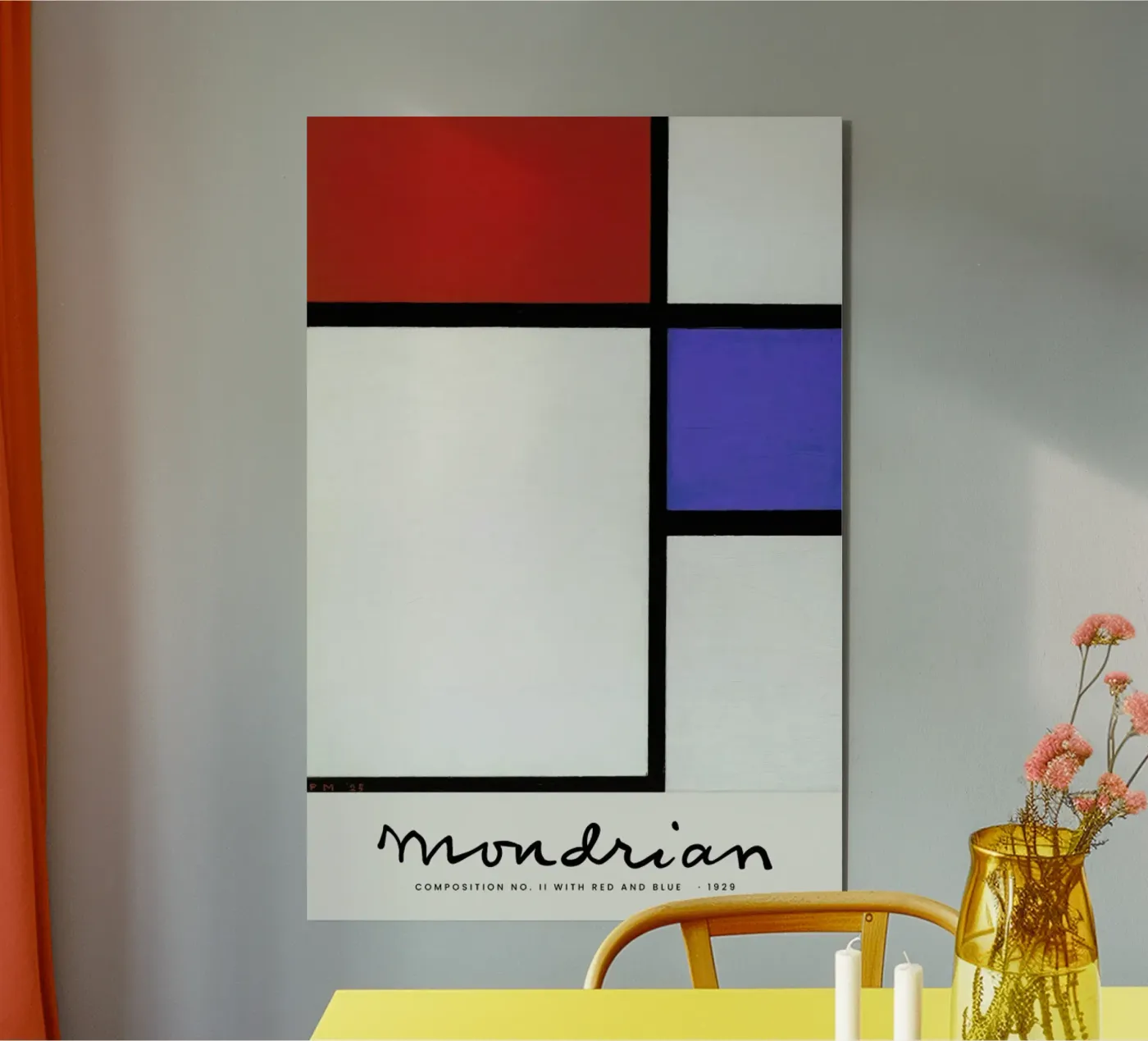 Mondrian – Signed Composition 4 pannello forex da Vintage by JUNIQE