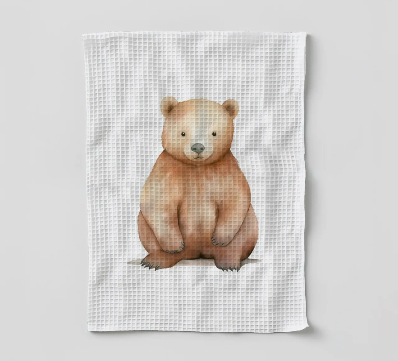 Chubby Baby Bear Watercolor Print - Woodland Nursery Decor tea towel by ClubArt