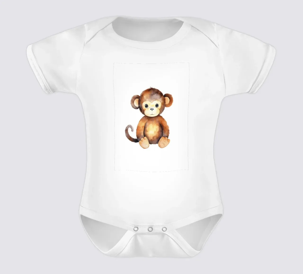 Playful Baby Monkey Watercolor Print - Jungle Nursery Art short-sleeve baby romper by ClubArt