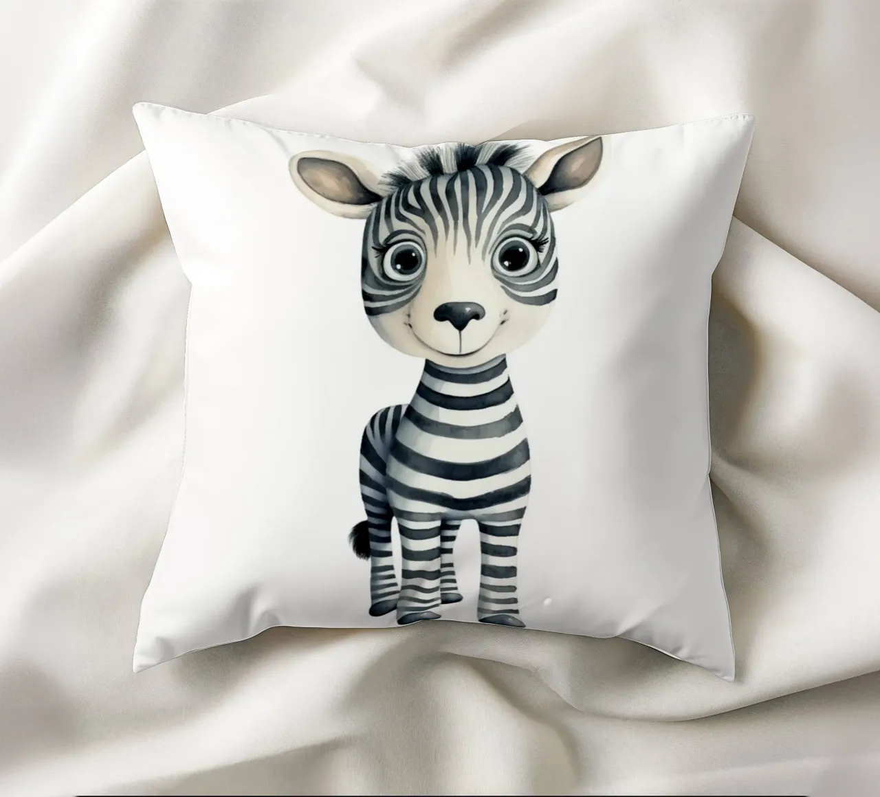 Stampa d'arte ad acquerello di una simpatica zebra per bambini - Cameretta e stanza dei bambini cuscino da ClubArt