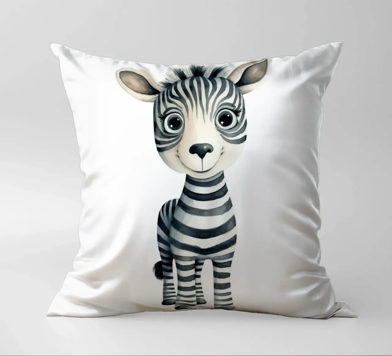 Stampa d'arte ad acquerello di una simpatica zebra per bambini - Cameretta e stanza dei bambini cuscino da ClubArt