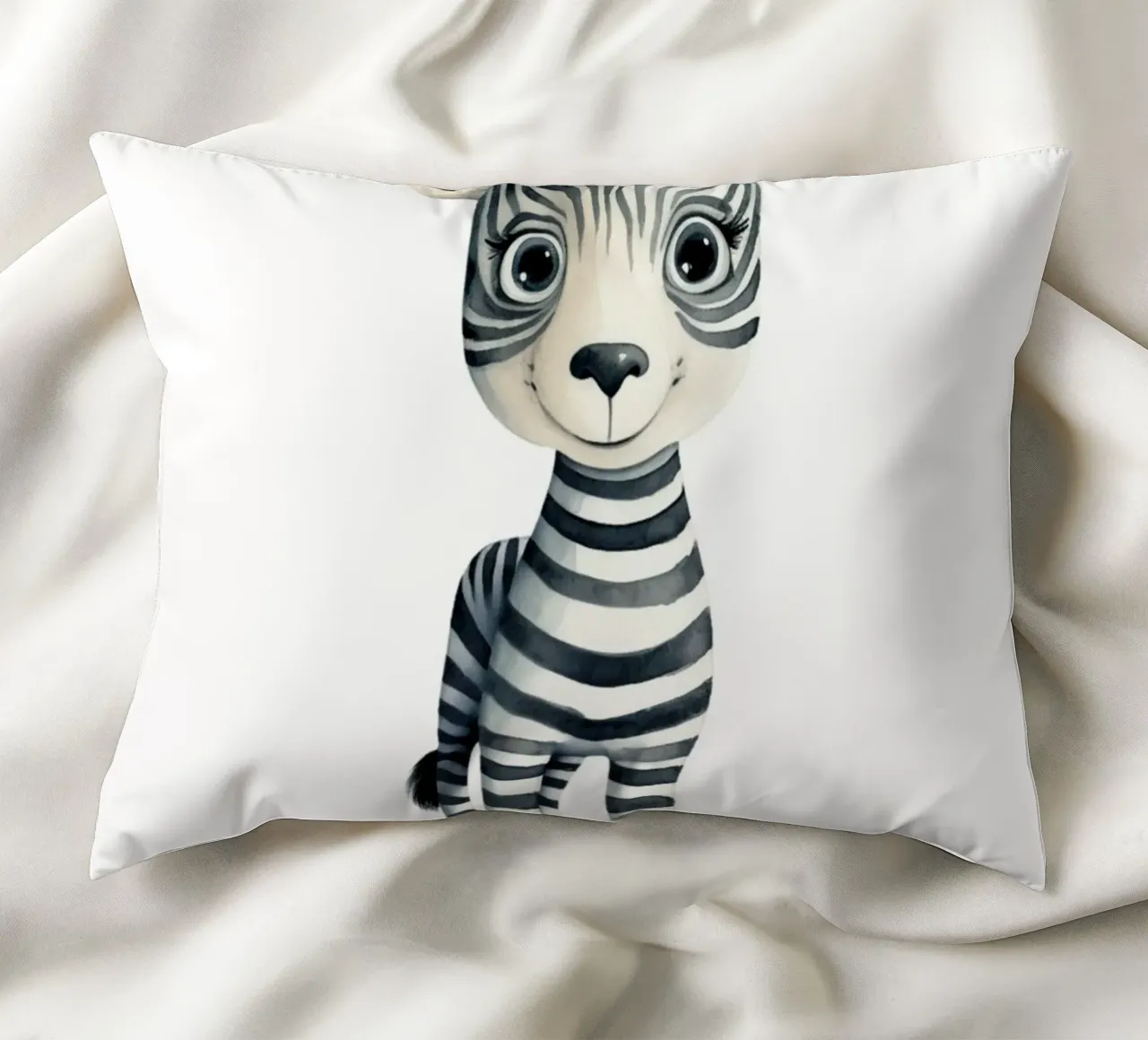 Stampa d'arte ad acquerello di una simpatica zebra per bambini - Cameretta e stanza dei bambini cuscino da ClubArt