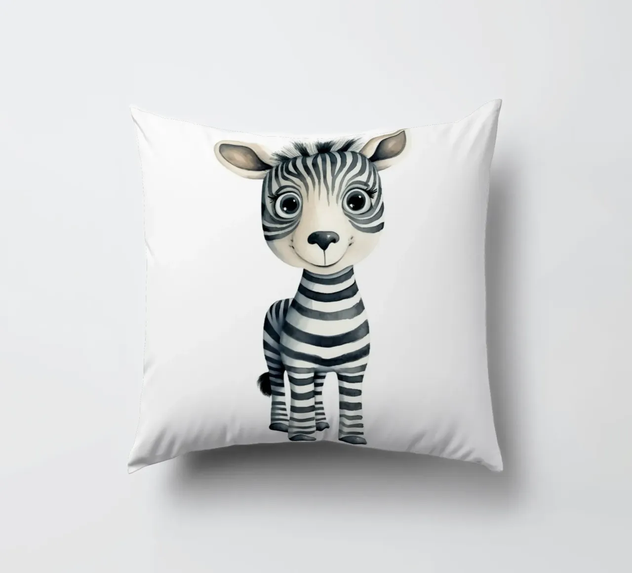 Stampa d'arte ad acquerello di una simpatica zebra per bambini - Cameretta e stanza dei bambini cuscino da ClubArt