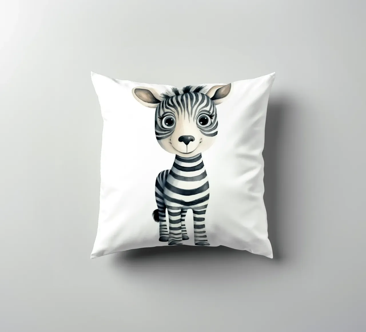Stampa d'arte ad acquerello di una simpatica zebra per bambini - Cameretta e stanza dei bambini cuscino da ClubArt