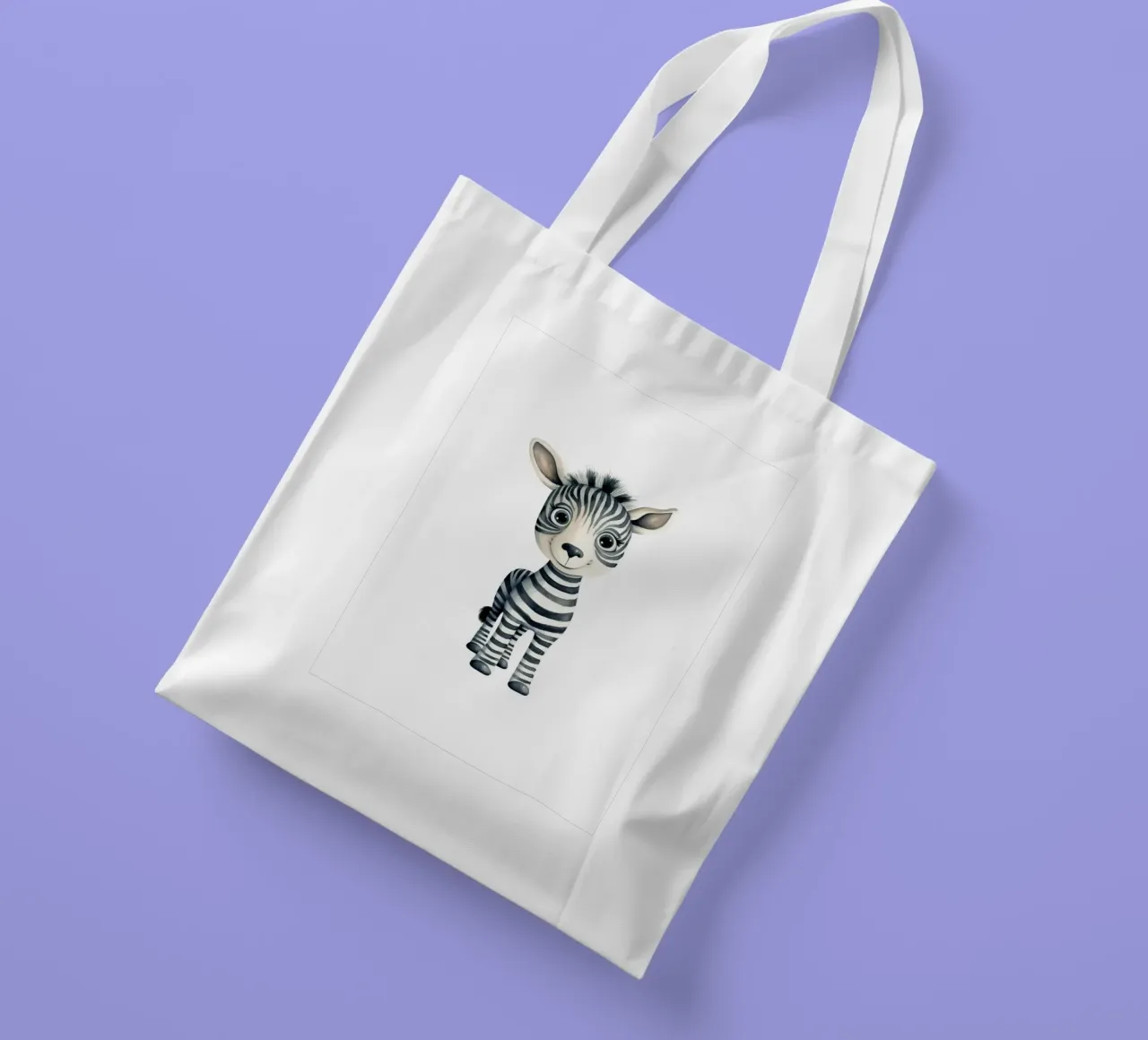 Stampa d'arte ad acquerello di una simpatica zebra per bambini - Cameretta e stanza dei bambini borsa in juta da ClubArt