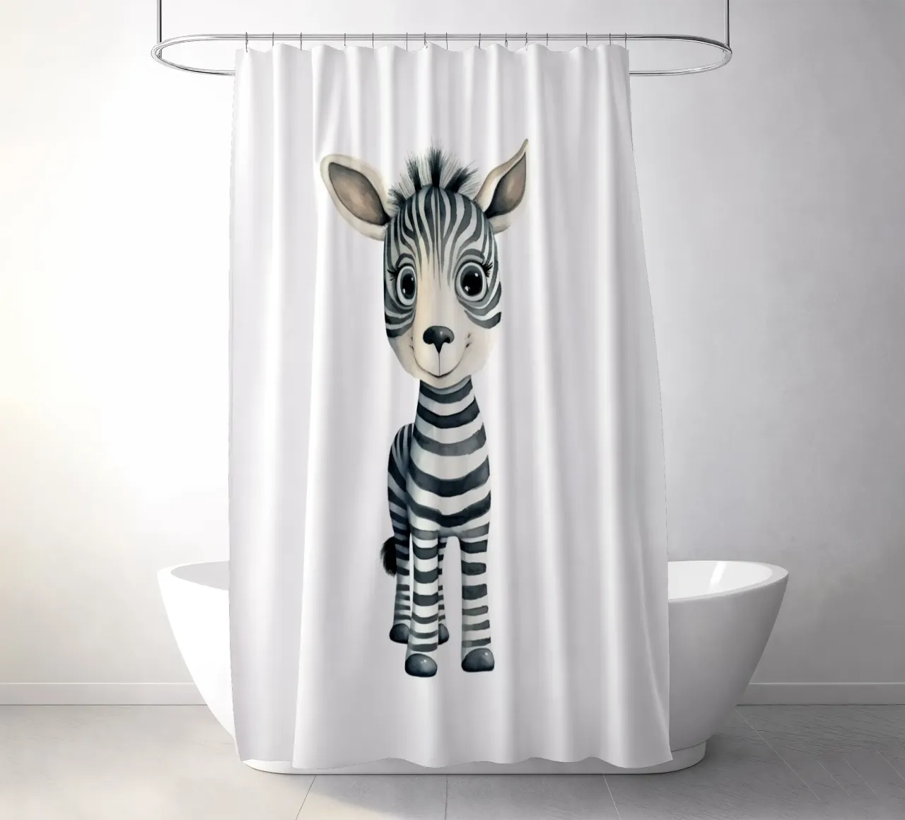 Stampa d'arte ad acquerello di una simpatica zebra per bambini - Cameretta e stanza dei bambini tenda da doccia da ClubArt