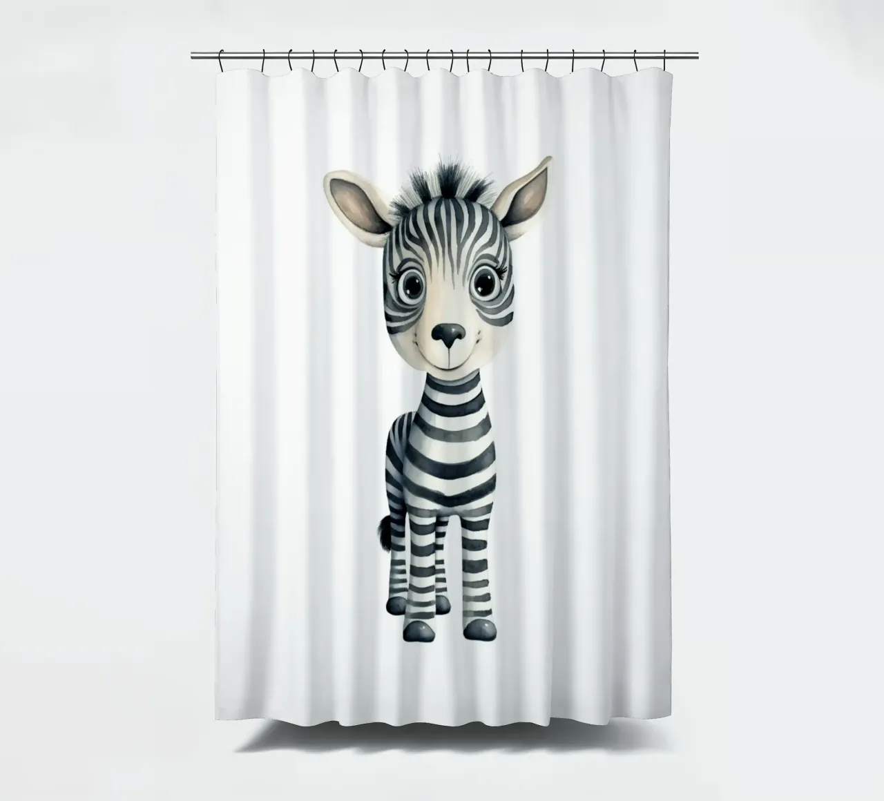Stampa d'arte ad acquerello di una simpatica zebra per bambini - Cameretta e stanza dei bambini tenda da doccia da ClubArt