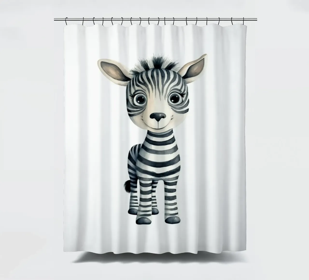 Stampa d'arte ad acquerello di una simpatica zebra per bambini - Cameretta e stanza dei bambini tenda da doccia da ClubArt