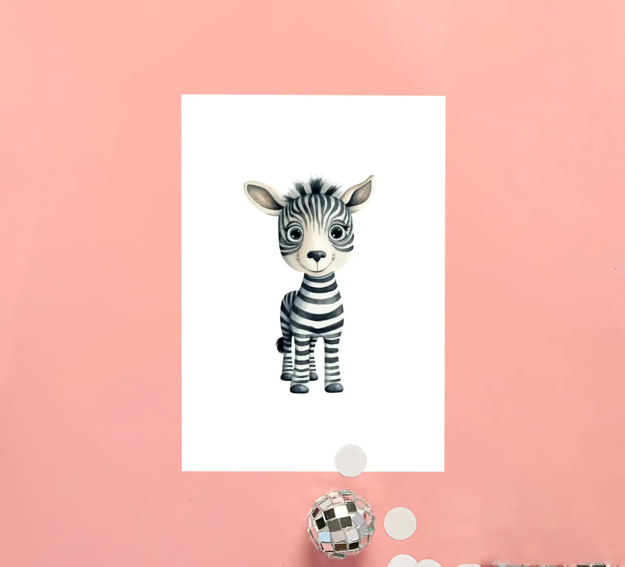 Stampa d'arte ad acquerello di una simpatica zebra per bambini - Cameretta e stanza dei bambini adesivo da ClubArt