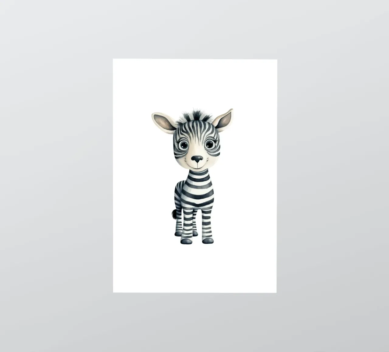Stampa d'arte ad acquerello di una simpatica zebra per bambini - Cameretta e stanza dei bambini adesivo da ClubArt