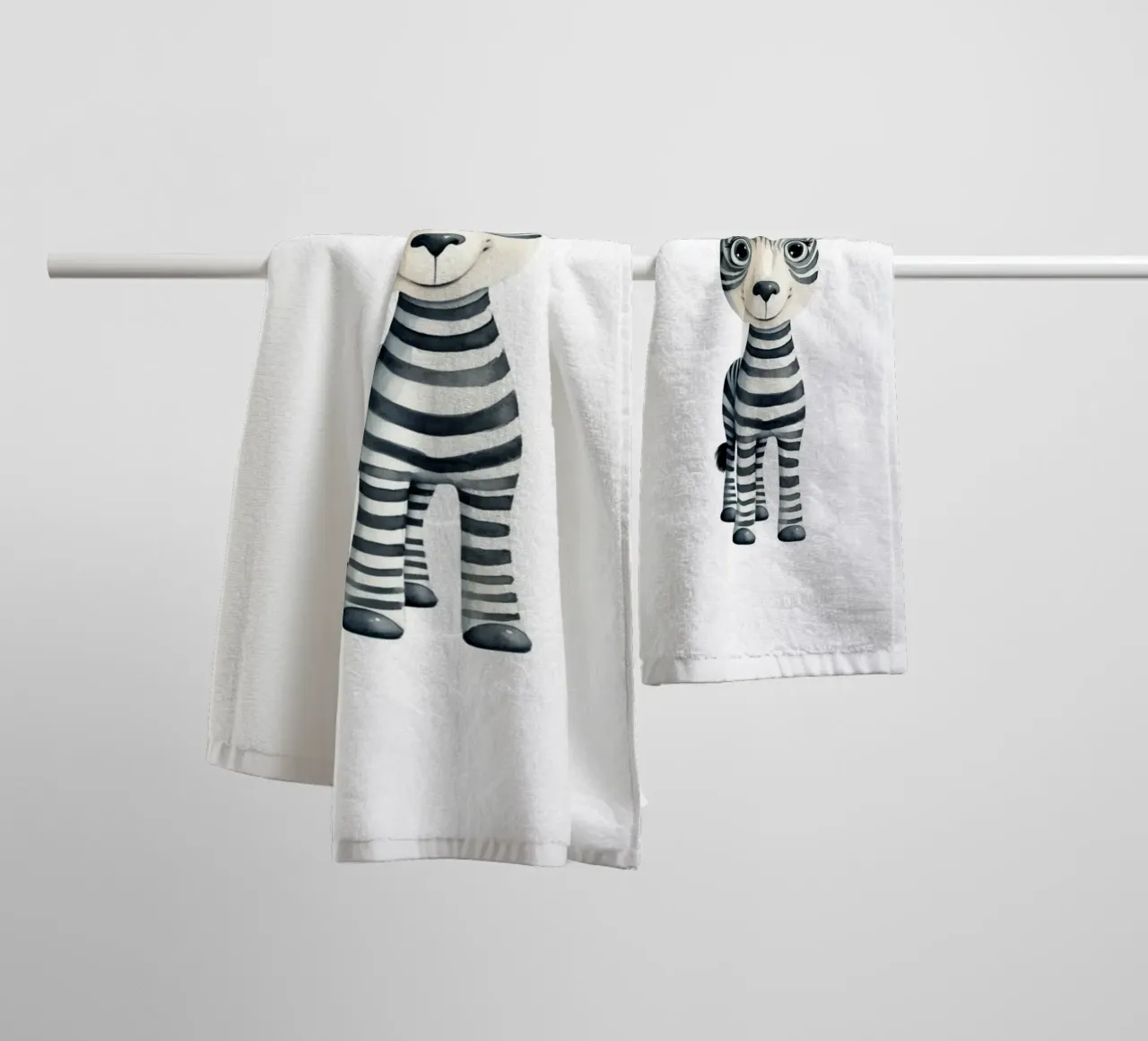 Stampa d'arte ad acquerello di una simpatica zebra per bambini - Cameretta e stanza dei bambini asciugamano da bagno da ClubArt