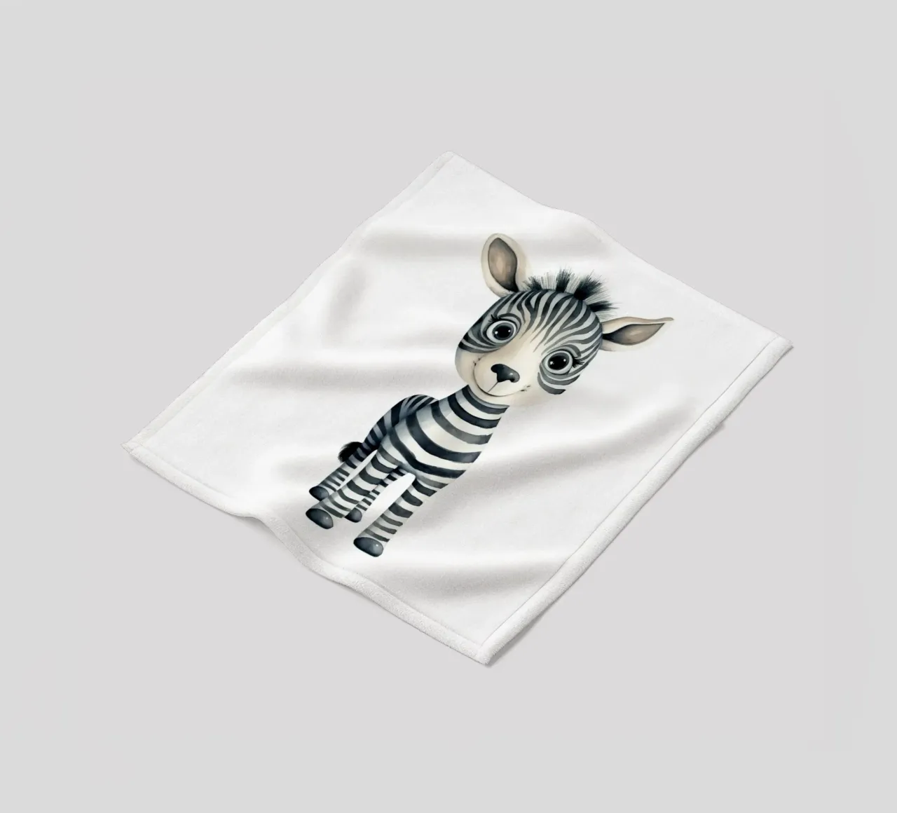 Stampa d'arte ad acquerello di una simpatica zebra per bambini - Cameretta e stanza dei bambini coperta in pile da ClubArt