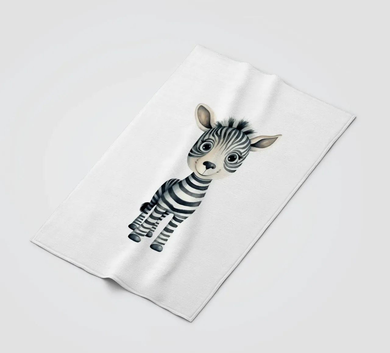 Stampa d'arte ad acquerello di una simpatica zebra per bambini - Cameretta e stanza dei bambini coperta in pile da ClubArt