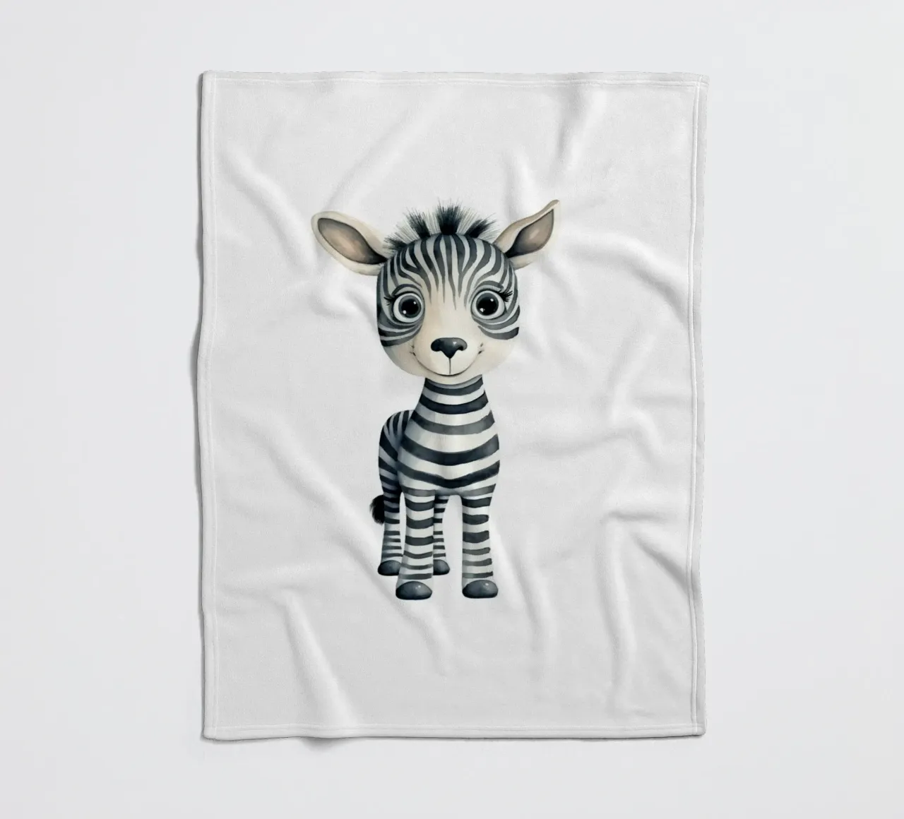 Stampa d'arte ad acquerello di una simpatica zebra per bambini - Cameretta e stanza dei bambini coperta in pile da ClubArt