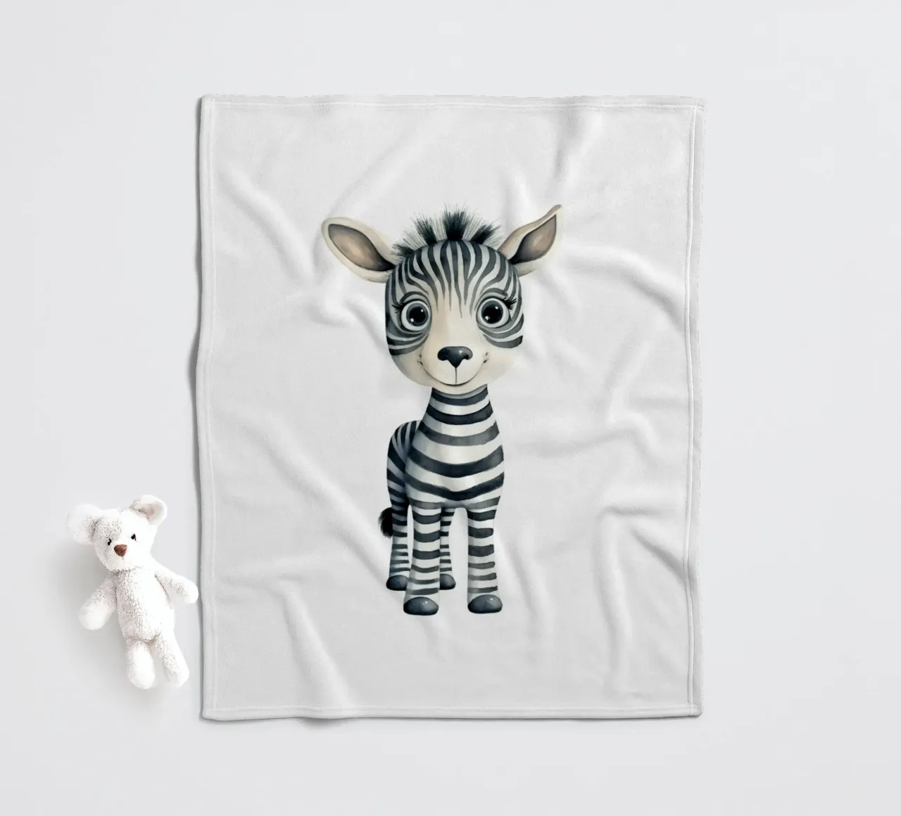 Stampa d'arte ad acquerello di una simpatica zebra per bambini - Cameretta e stanza dei bambini coperta in pile da ClubArt
